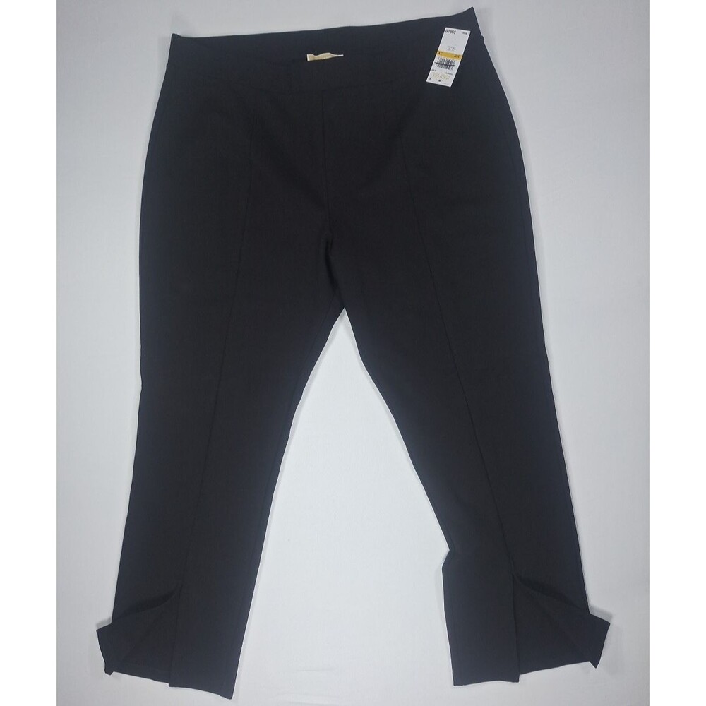 NWT Michael Kors Black Split Hem Pants Plus Size 3X Pull On Knit Stretch Slacks